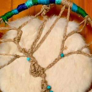 Handmade Dream Catcher. Wooden Beads, feathers, healing crystals, good energy
